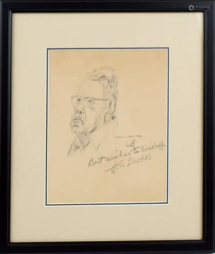 A.E. BACKUS SELF PORTRAIT IN PENCIL TO VINIKOFF