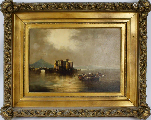 CASTEL DE NUOVO POMPEI/ NAPLES OIL PAINTING