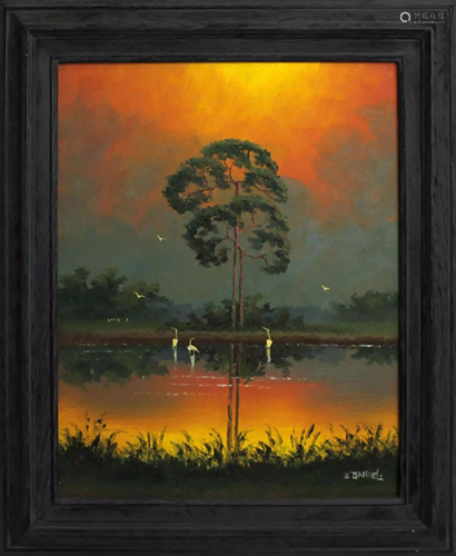 WILLIE DANIELS FLORIDA HIGHWAYMEN OIL ON BOARD