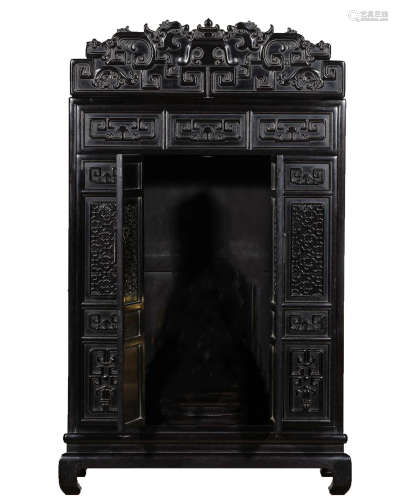 CHINESE ROSEWOOD BUDDHIST NICHE