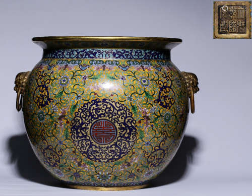 CHINESE COPPER ENAMEL DECORATE JAR FOR PAINTING AND CALLIGRAPHY