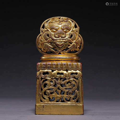 CHINESE GILT BRONZE SEAL