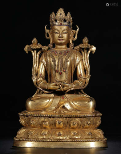 CHINESE GILT BRONZE BUDDHA STATUE