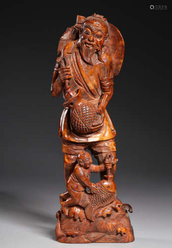 CHINESE ANTLER CARVED FIGURES