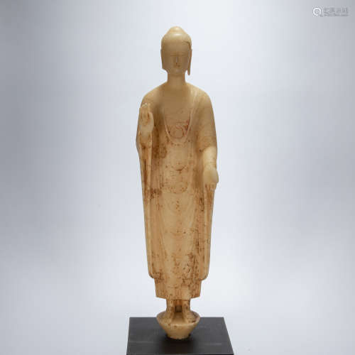 CHINESE WHITE JADE BUDDHA STATUE