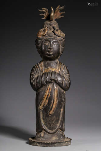 CHINESE GILT SILVER MAID