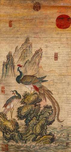 CHINESE PAINTING AND CALLIGRAPHY, DOUBLE PHOENIXES SING