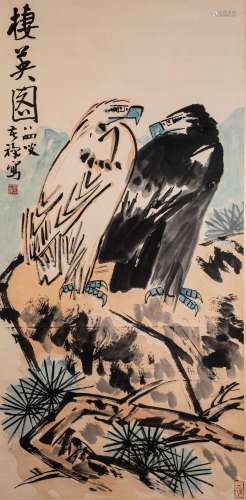 CHINESE PAINTING AND CALLIGRAPHY, PAIR OF EAGLES