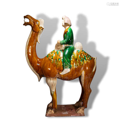 CHINA TRI-COLOURED GLAZED CAMEL MAID