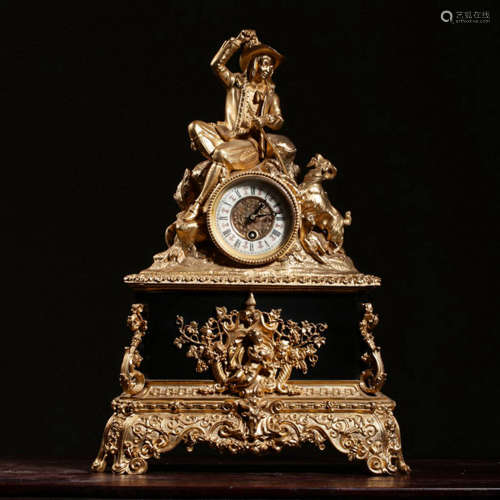 EUROPEAN GILT BRONZE CLOCK