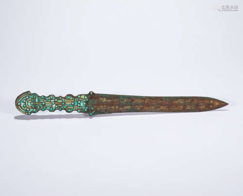 CHINESE SWORD INLAID WITH  GOLD AND TURQUOISES