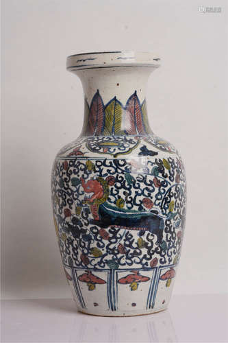 A Blue and White Underglazed Red Twining Flower Pattern Porcelain Vase