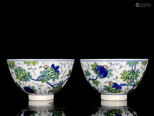 A Doucai Watermelon Pattern Porcelain Cup