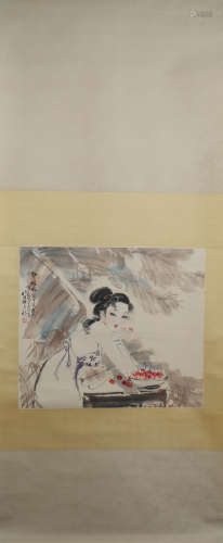 A Chinese Figure Painting, Bai Bohua Mark