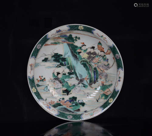 A Famille Verte Figures Porcelain Plate