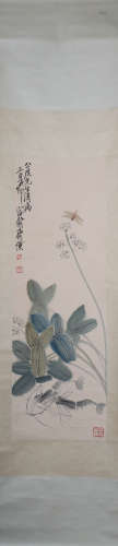 A Chinese Shrimp&Grass Painting, Qi Baishi Mark