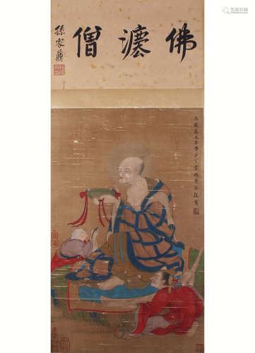 A Chinese Figure Painting Scroll, Ding Yunpeng Mark