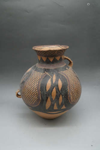 A Majiayao Culture Double Ears Pottery Jar