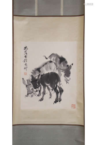 A Chinese Donkey Painting, Huang Zhou Mark