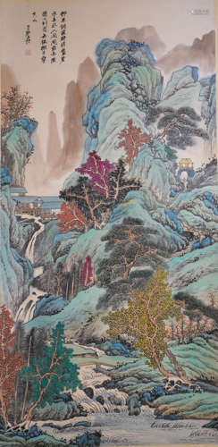 A Chinese Landscape Painting Scroll, Zhang DaQian Mark