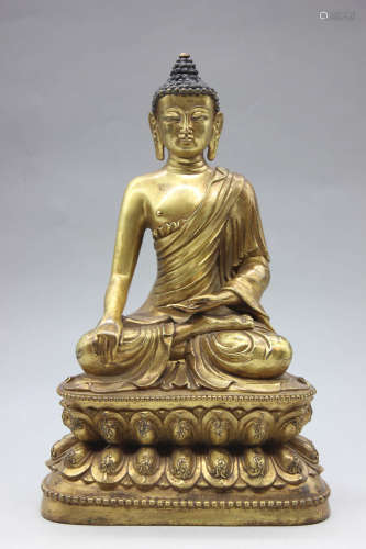 A Gild Bronze Statue of Sakyamuni