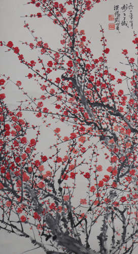 A Chinese Plum Blossom Painting, Guan Shanyue Mark