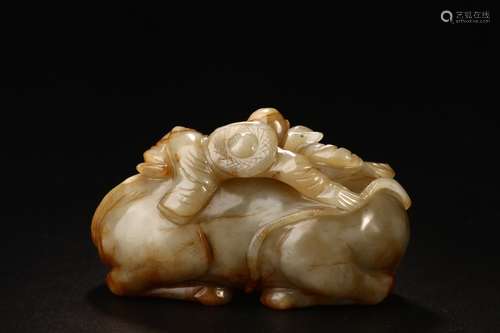 A Hetian Jade Boy&Ox Ornament