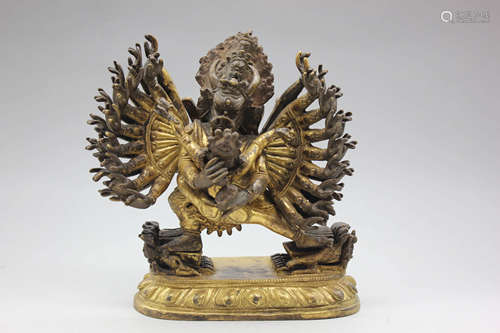 A Gild Bronze Statue of Yamantaka