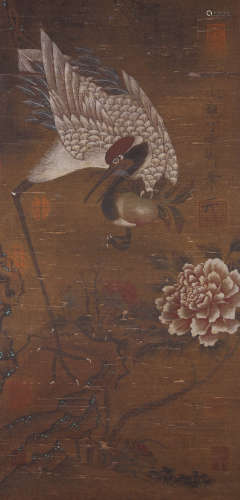 A Chinese Crane Painting Scroll, Emperor Song Huizong Mark