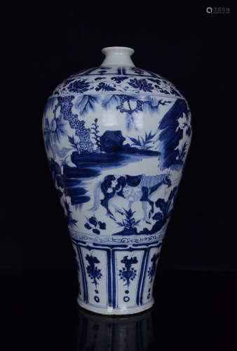 A Blue and White Figures Porcelain Meiping