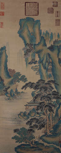 A Chinese Landscape Painting Scroll, Qiu Ying Mark