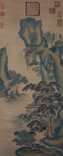 A Chinese Landscape Painting Scroll, Qiu Ying Mark