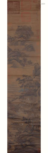 A Chinese Landscape Painting Scroll, Zhu Jianshen Mark