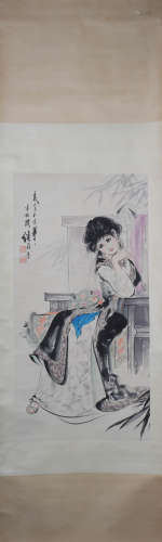 A Chinese Figures Painting, Liu Jiyou Mark