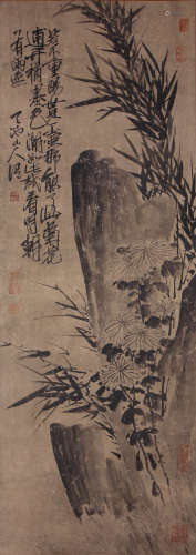 A Chinese Bamboo Painting Scroll, Xu Wei Mark