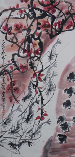 A Chinese Shrimp Painting, Qi Baishi Mark