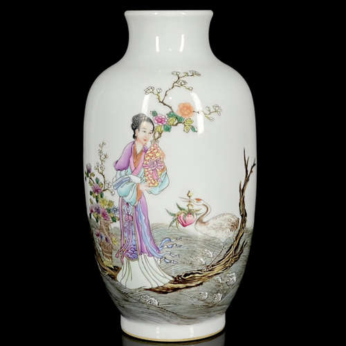 A Famille Rose Figure Porcelain Vase