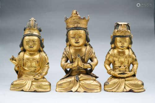 Three Gild Bronze Statues of Beiwei Buddha