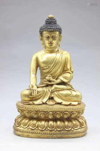 A Gild Bronze Statue of Medicine Buddha