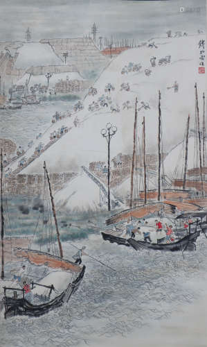 A Chinese Figures Painting, Qian Songyan Mark