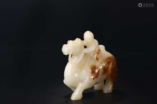 A Hetian Jade 'People Riding A Camel' Ornament