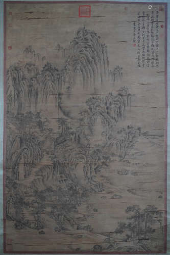 A Chinese Landscape Painting Scroll, Guo Xi Mark