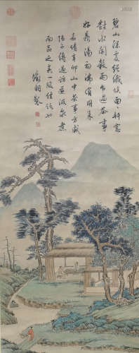 A Chinese Landscape Painting Scroll, Wen Zhengming Mark