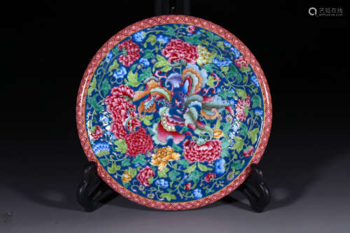 An Enamel Floral Phoenix Pattern Porcelain Plate