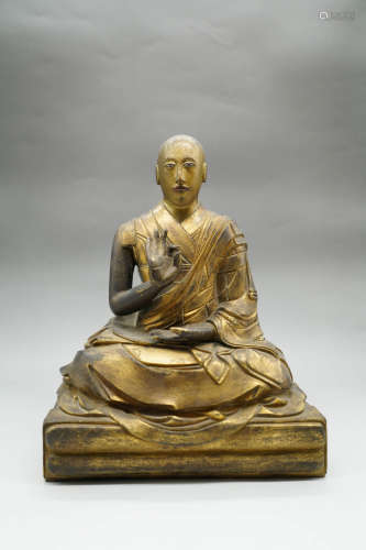 A Gild Bronze Statue of Guru Buddha