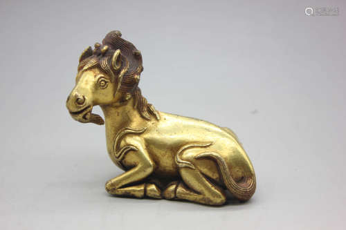 A Gild Bronze Goat Ornament