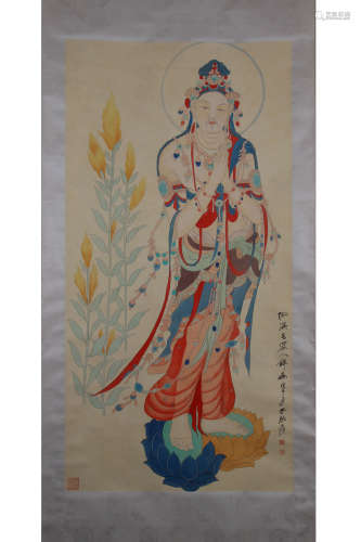 A Chinese Buddha Painting, Zhang DaQian Mark
