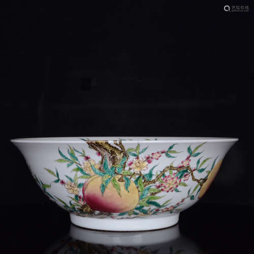A Famille Rose Floral Peach Pattern Porcelain Bowl