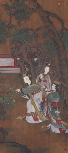 A Chinese Figure Painting Scroll, Tang Yin Mark