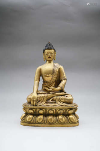 A Gild Bronze Seated Statue of Parinirvana Buddha